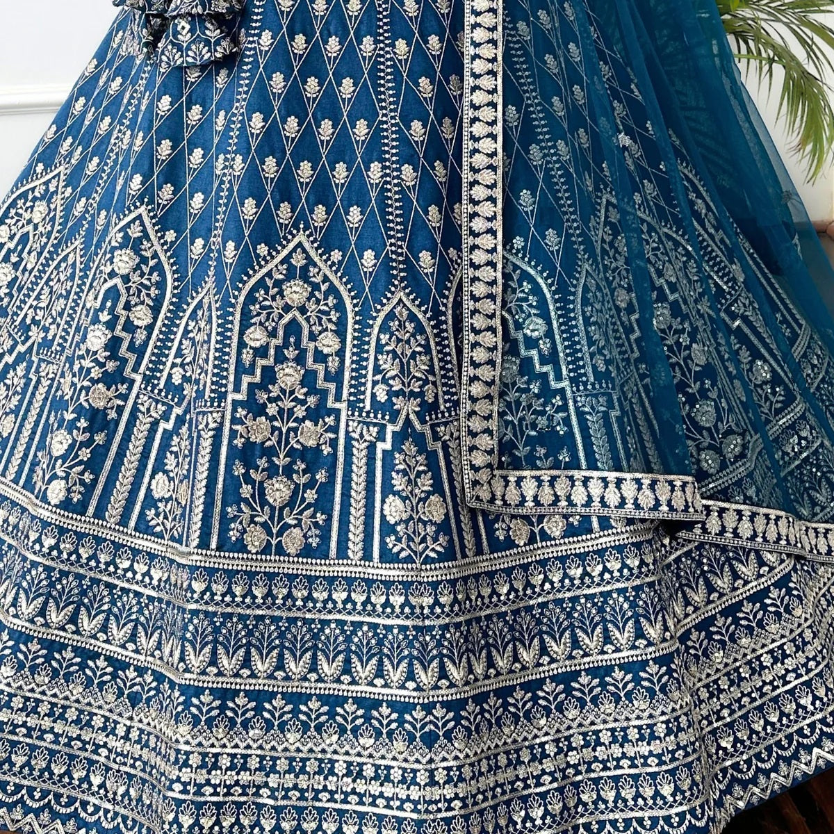 Meenakshi Royal Blue Faux Georgette Lehenga Choli