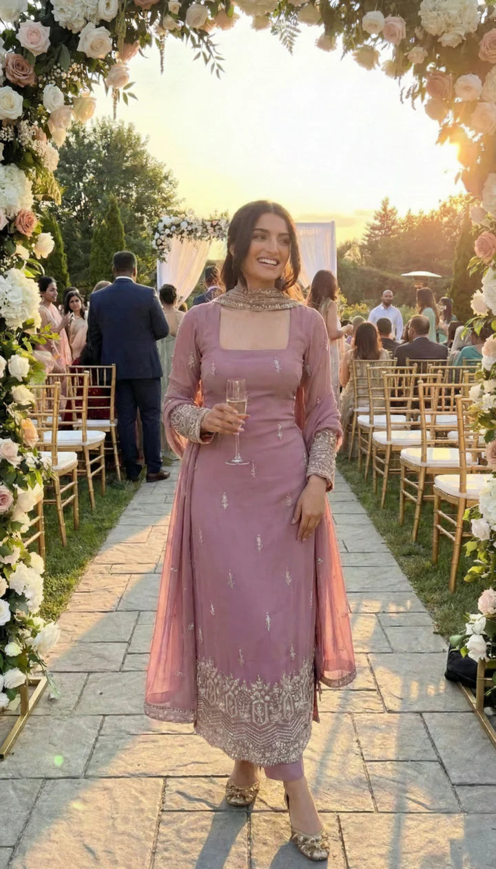 Harini Embroidered Faux Georgette Anarkali Pant Set