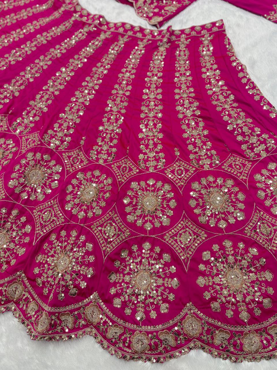 Mahira Dark Pink Two Tone Silk Thread & Coding Embroidered Lehenga Choli