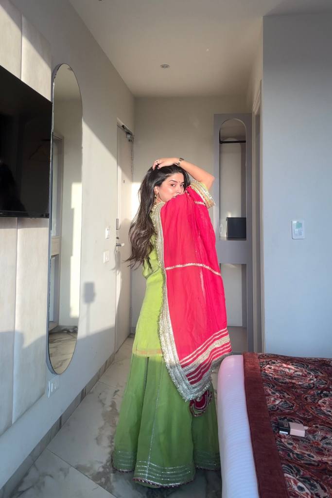 Naira’s Perot Elegance Designer Faux Blooming Sharara Set