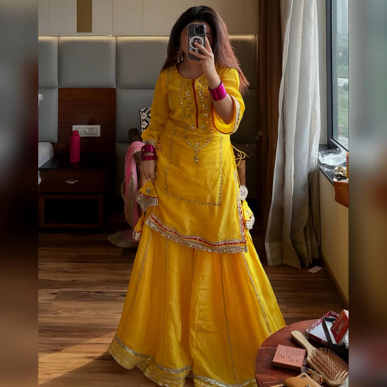 Aarohi’s Sunshine Glow Yellow Designer Sharara Set