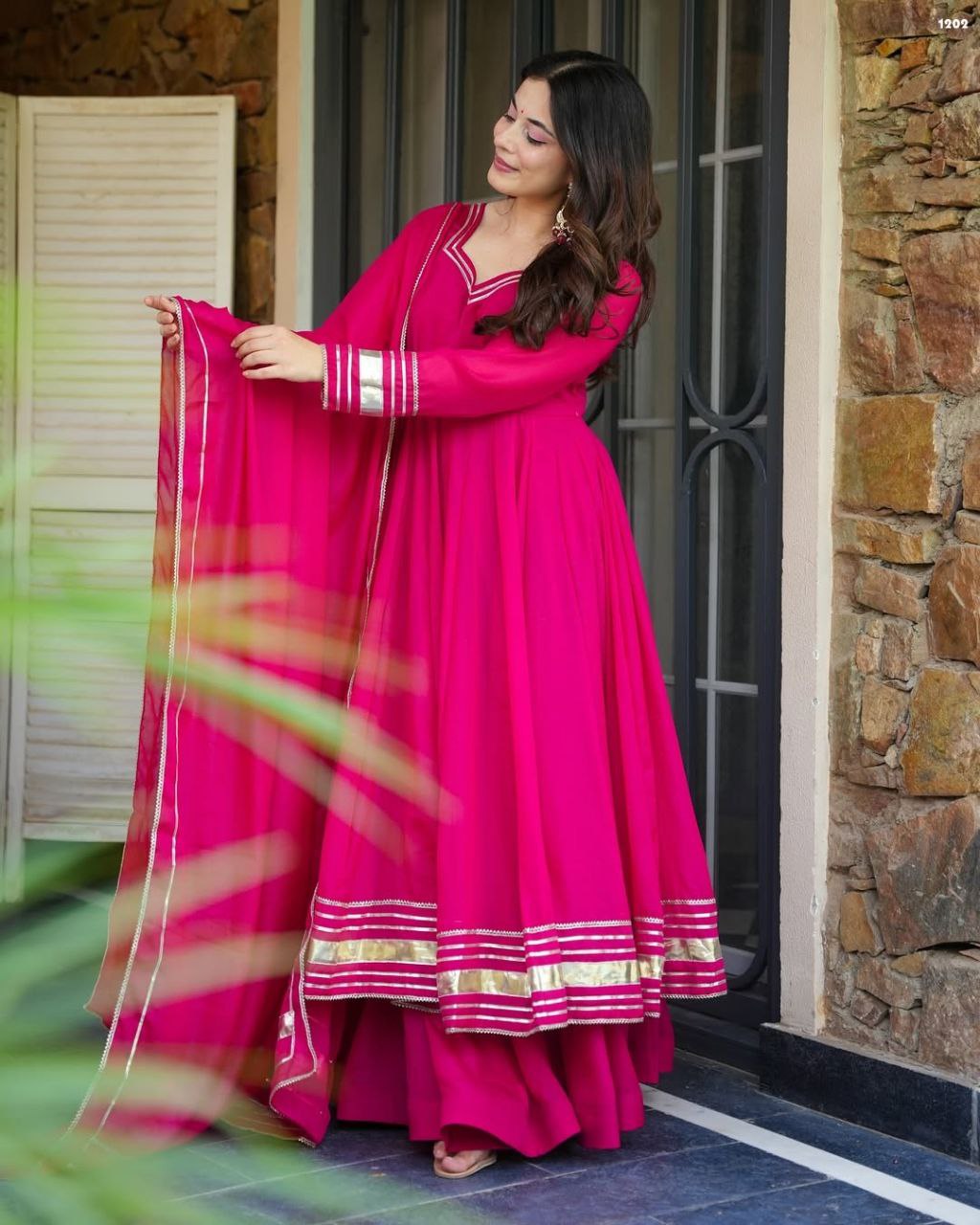 Cheery Pink Premium Shimmer Organza Kurta Set