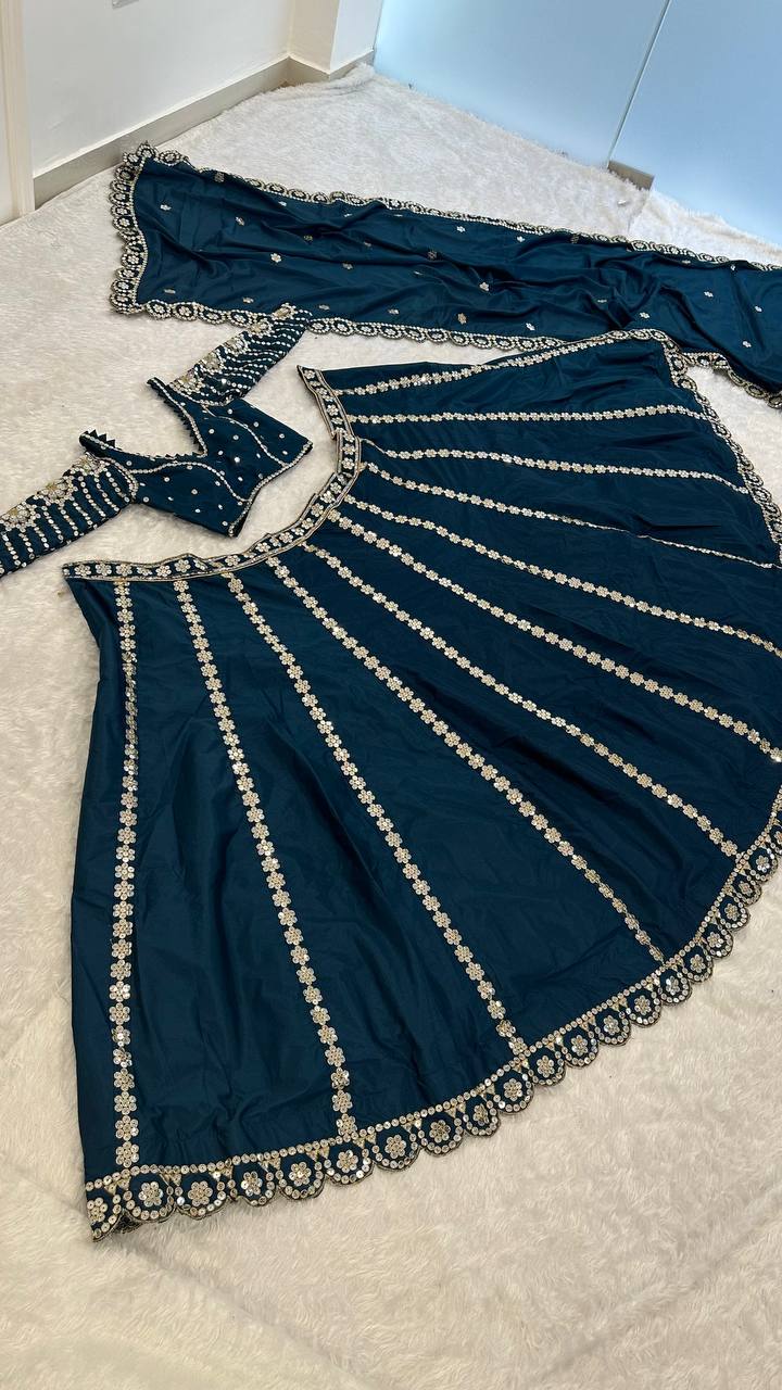 Tharunika Malai Silk Embroidered Lehenga Choli with Dupatta