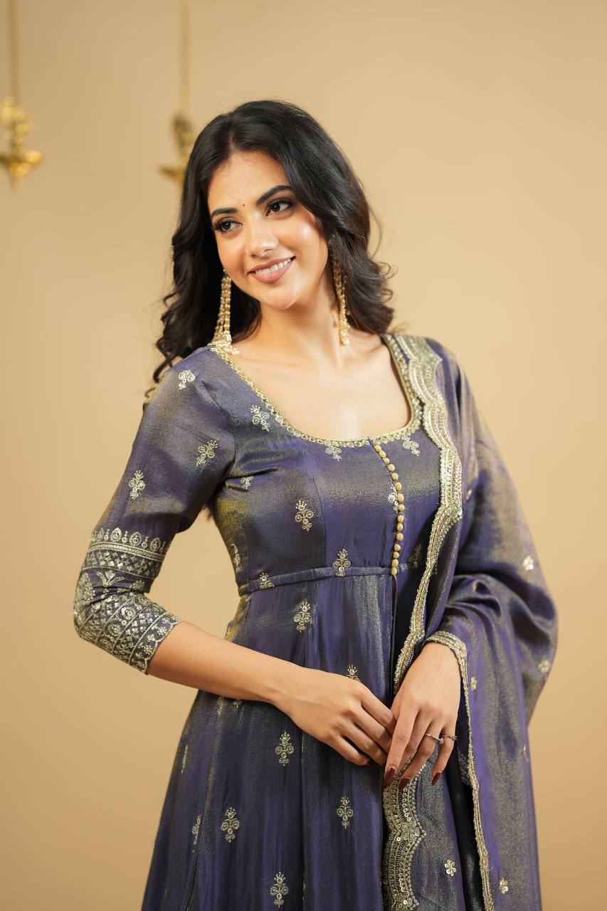 Chandrika Glow Cosmo Slik Anarkali Skirt Suit