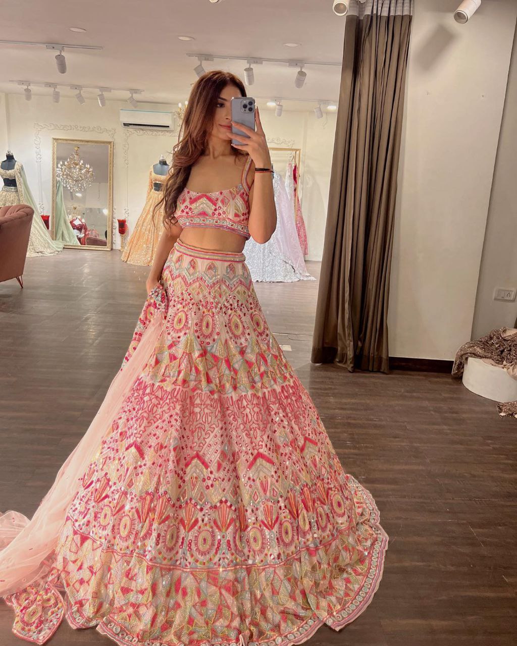 Lirena Multicolour Embroidered Georgette Lehenga Choli
