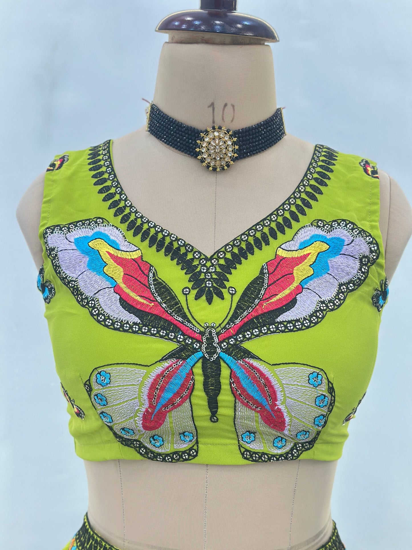 Zivara Butterfly Embroidered Faux Georgette Lehenga Choli
