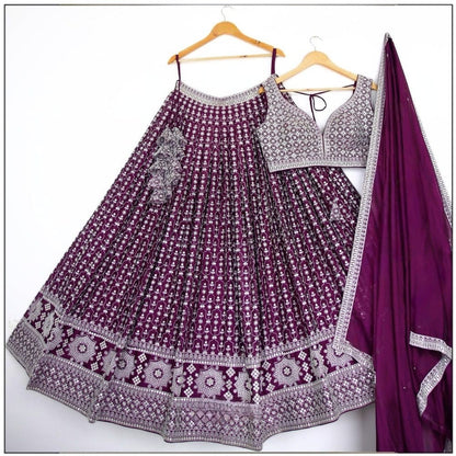 Bhavya Dark Wine Faux Georgette Lehenga Choli