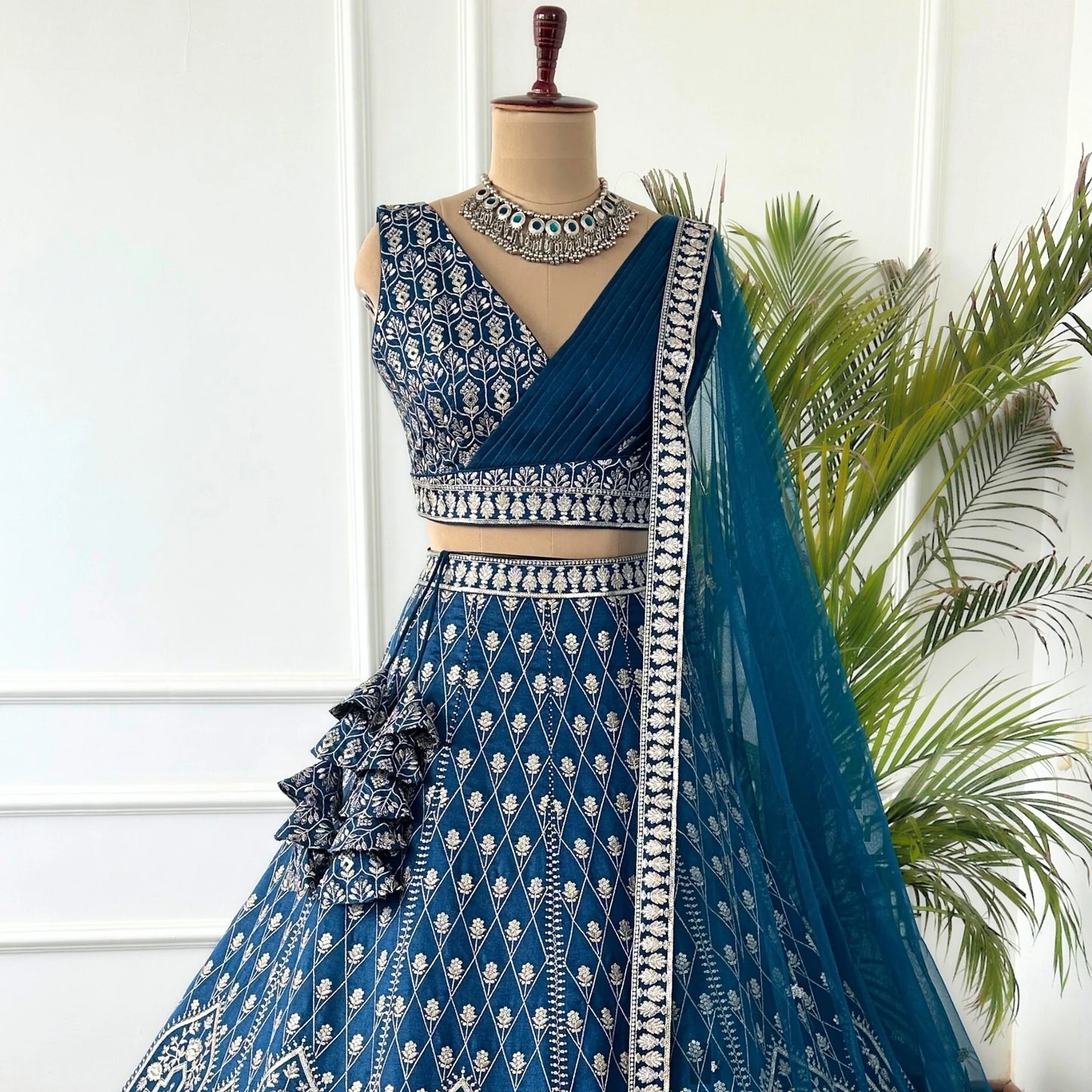 Meenakshi Royal Blue Faux Georgette Lehenga Choli
