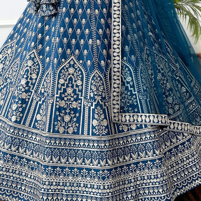 Meenakshi Royal Blue Faux Georgette Lehenga Choli