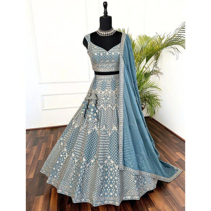 Aaradhya Sky Blue Faux Georgette Lehenga Choli