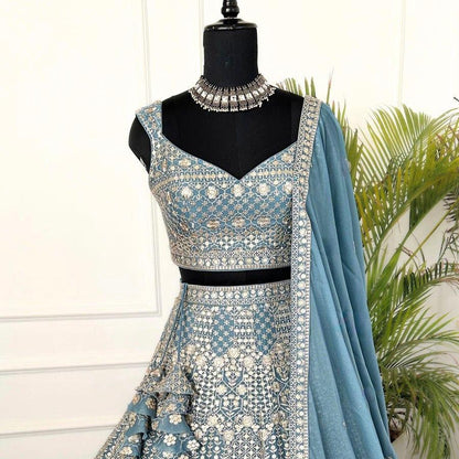 Aaradhya Sky Blue Faux Georgette Lehenga Choli