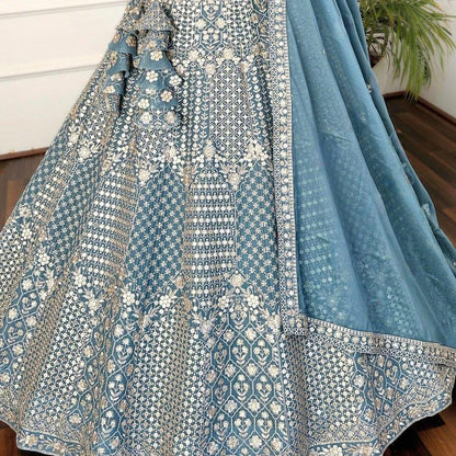 Aaradhya Sky Blue Faux Georgette Lehenga Choli