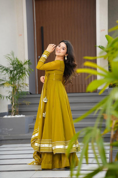 Ishara Gota Handwork Faux Georgette Anarkali Plazzo Set
