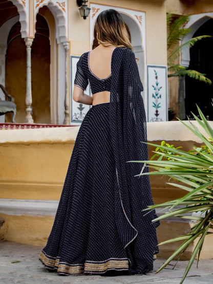 Embrace Elegance with Our Black Georgette Lehenga Choli Set!