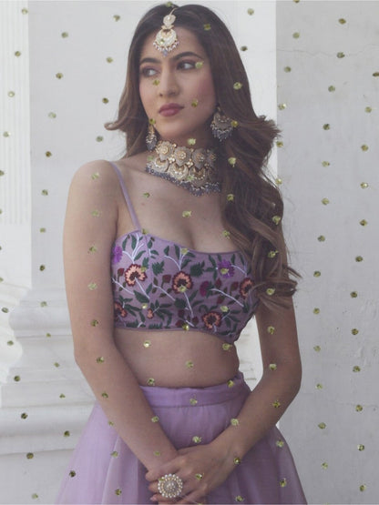 Lavender Bliss Resham And Sequins Embroidery Lehengha Choli