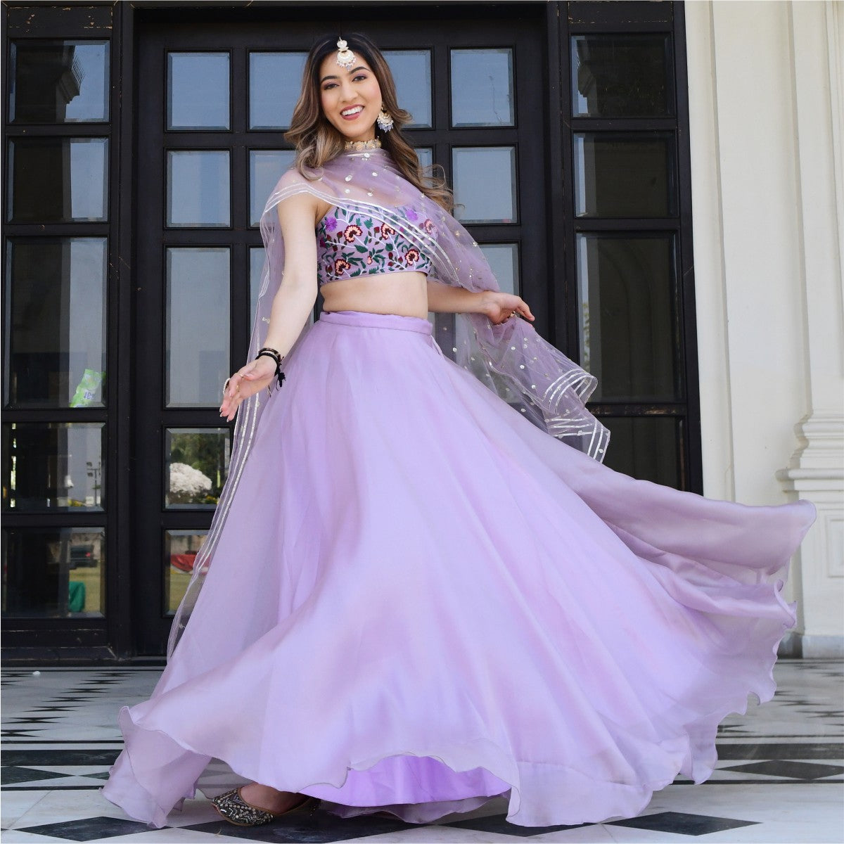 Lavender Bliss Resham And Sequins Embroidery Lehengha Choli