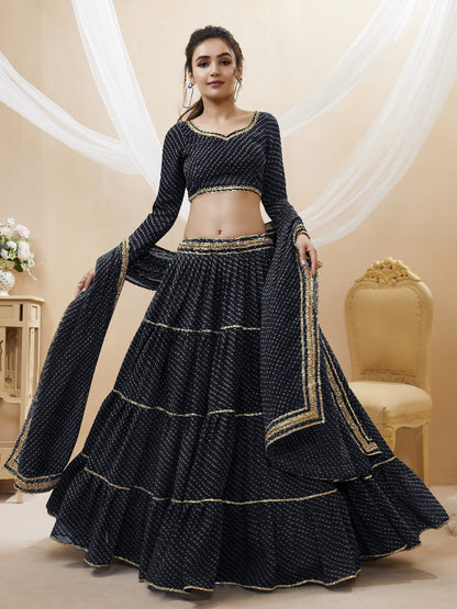 Gauri Black Georgette Laheriya Print Lehengha Choli