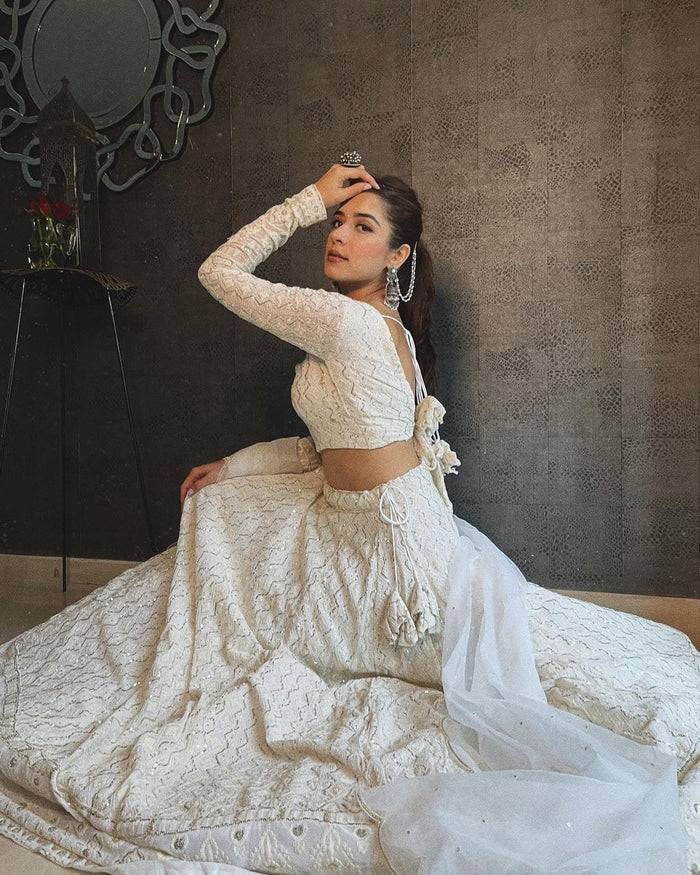 Abhavya White Chikankari Lehengha Choli