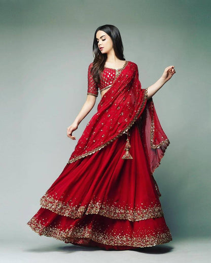 Red Hassina Fully Flare Lehengha Choli