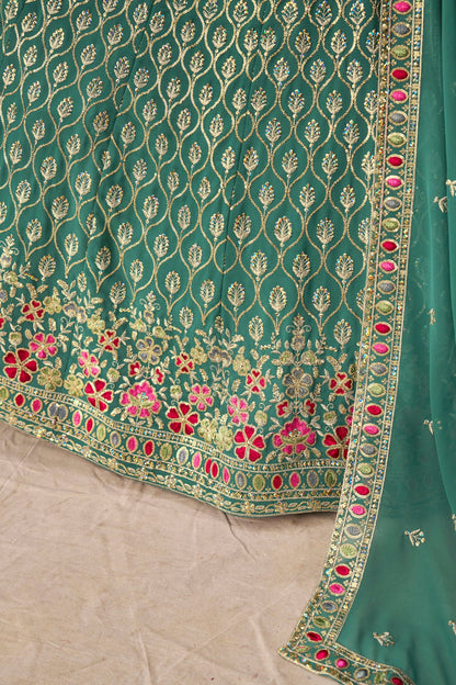 Veyanshi Teal Green Georgette Embroidered Lehenga Choli with Dupatta