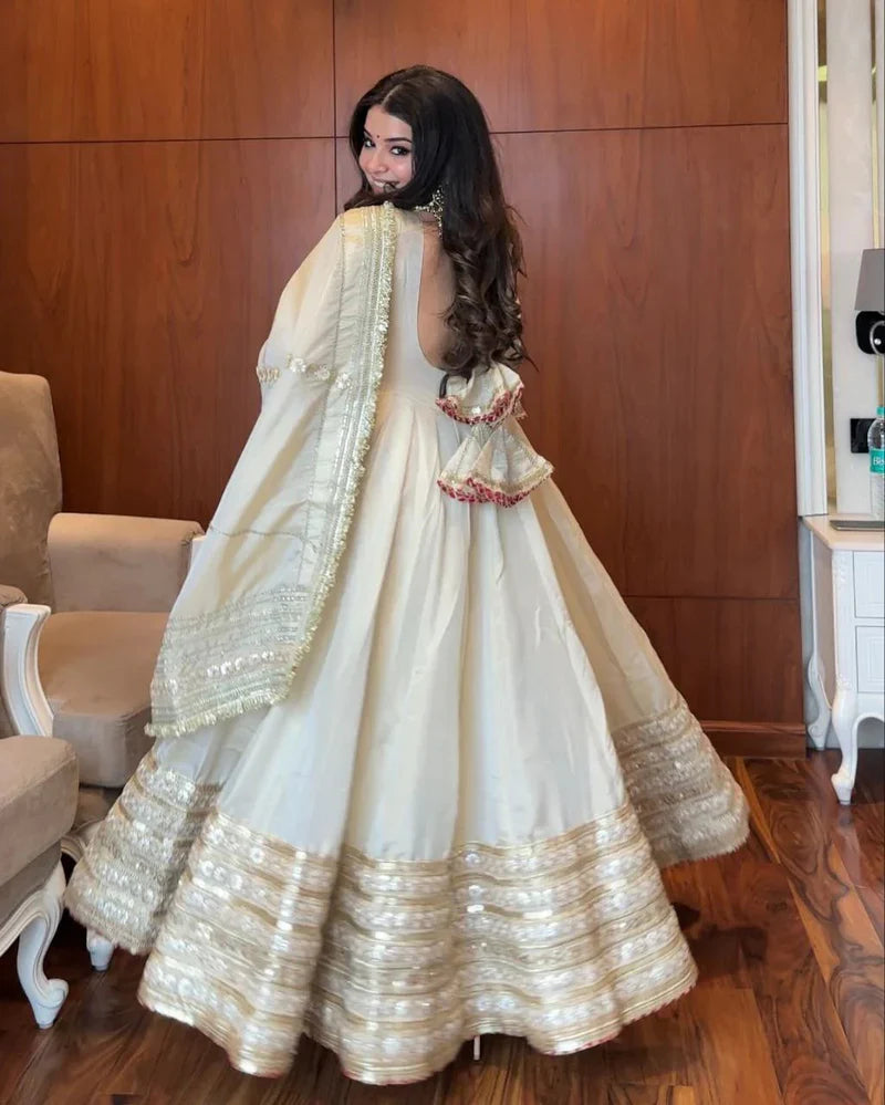 Kiara Premium Chinon Silk Heavy Sequence Embroidery Anarkali Gown Set