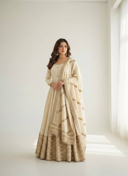 Zarisha Luxe Embroidered Chinon Anarkali Set ( 6 Colours )