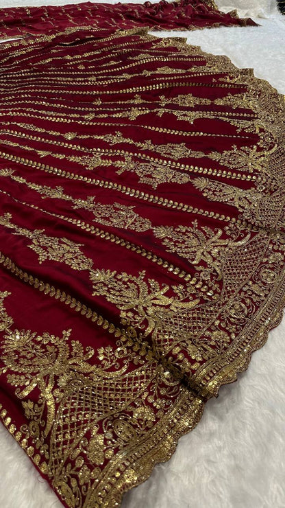 Mahira Maroon Kasturi Silk Zari & Sequins Bridal Lehenga Choli