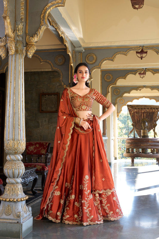 Eshal Rangoli Silk Zari Dori & Sequins Embroidered Lehenga Choli