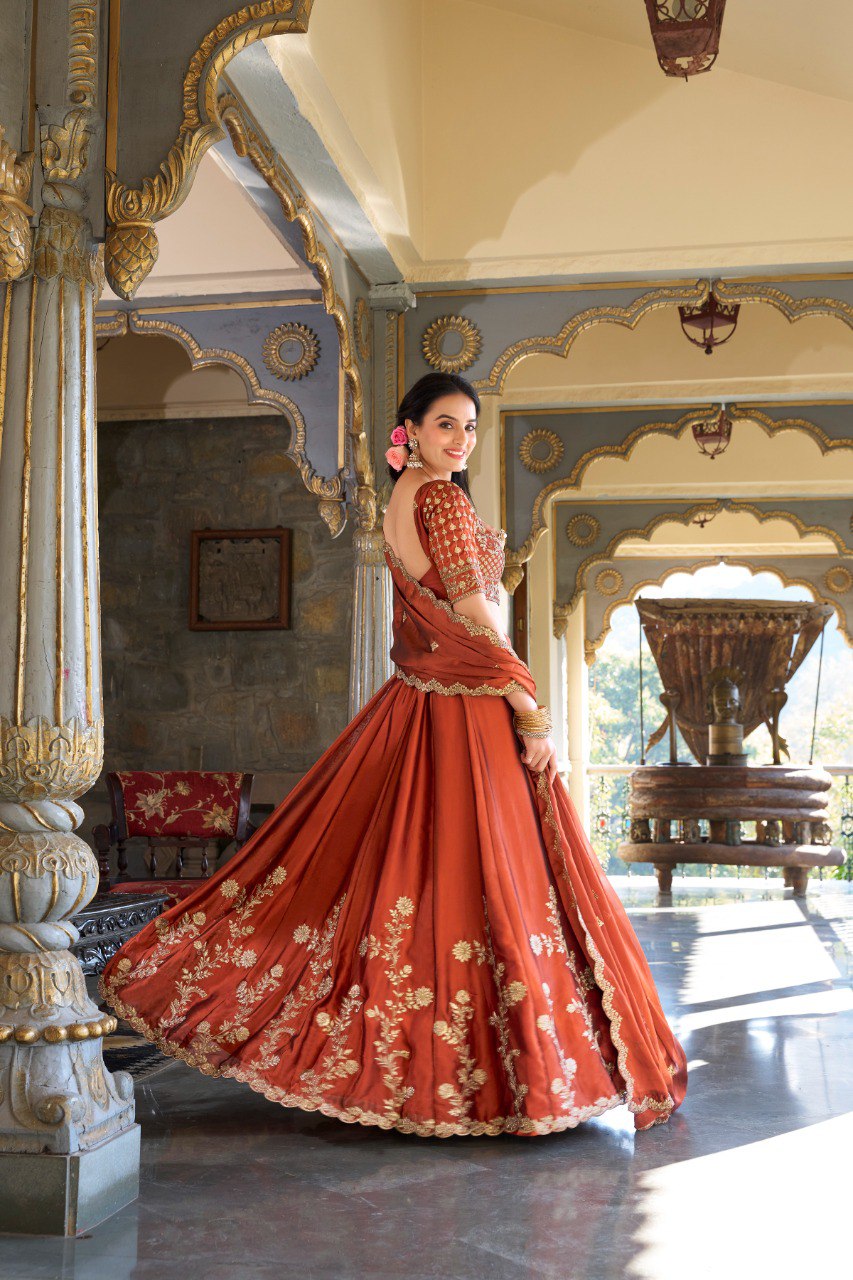 Eshal Rangoli Silk Zari Dori & Sequins Embroidered Lehenga Choli