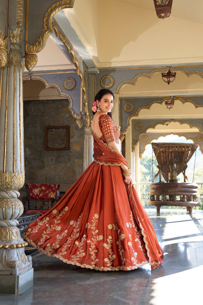 Eshal Rangoli Silk Zari Dori & Sequins Embroidered Lehenga Choli