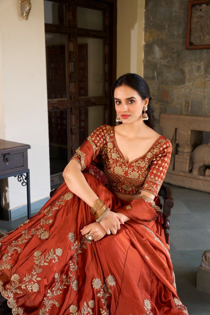 Eshal Rangoli Silk Zari Dori & Sequins Embroidered Lehenga Choli