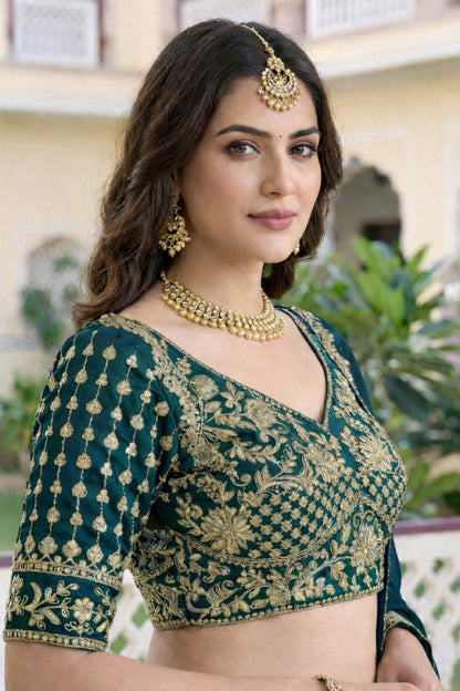 Kavinya Green Rangoli Silk Embroidered Lehenga Set