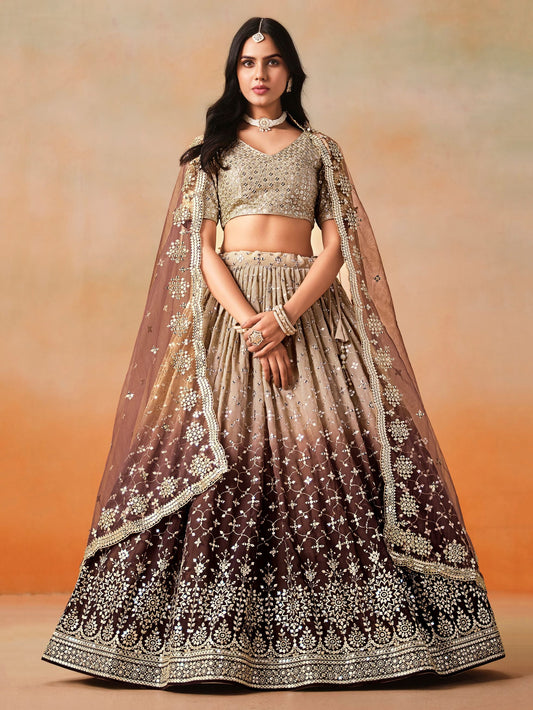 Elegance Georgette Embroidered Lehenga Set ( 11 Colours )