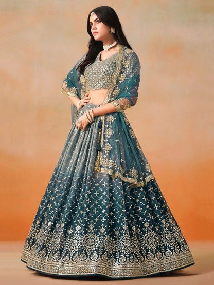 Myra Dove Blue Georgette Lehenga Set
