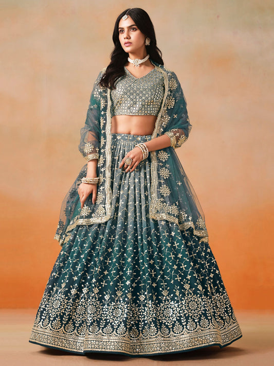 Myra Dove Blue Georgette Lehenga Set