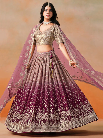 Kavya Maroon Georgette Lehenga Set