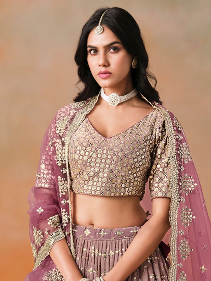 Kavya Maroon Georgette Lehenga Set