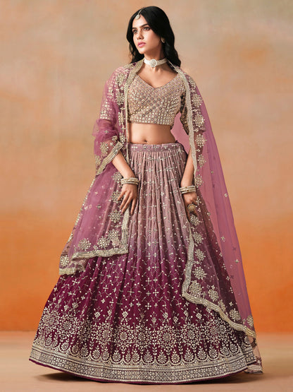 Elegance Georgette Embroidered Lehenga Set ( 11 Colours )