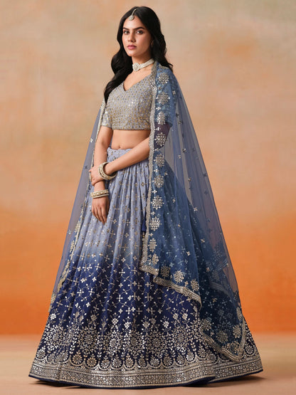 Ishita Navy Blue Georgette Lehenga Set
