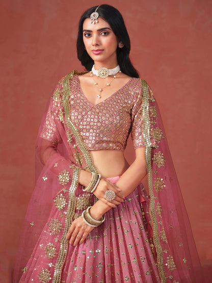Sharvani Peach Georgette Lehenga Set