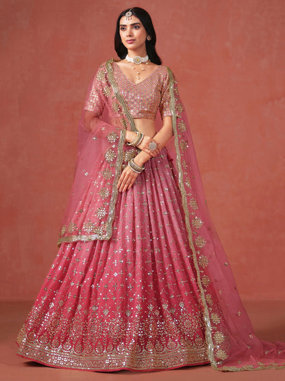 Elegance Georgette Embroidered Lehenga Set ( 11 Colours )