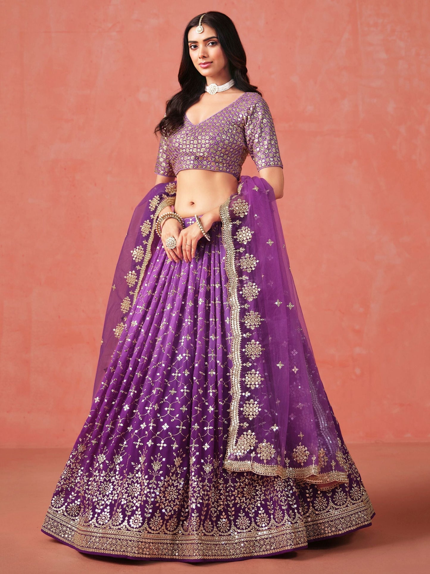 Lavanya Purple Georgette Lehenga Set