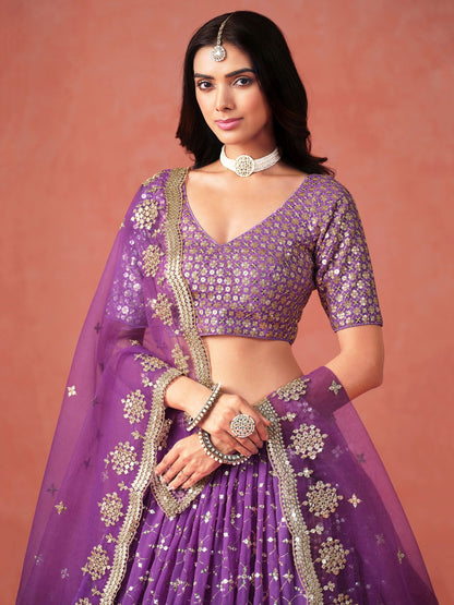 Lavanya Purple Georgette Lehenga Set