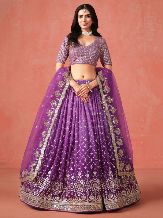 Lavanya Purple Georgette Lehenga Set
