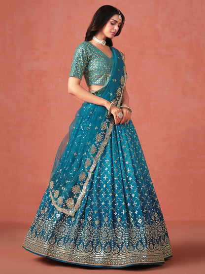 Keerthana Rama Blue Georgette Lehenga Set