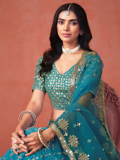 Keerthana Rama Blue Georgette Lehenga Set