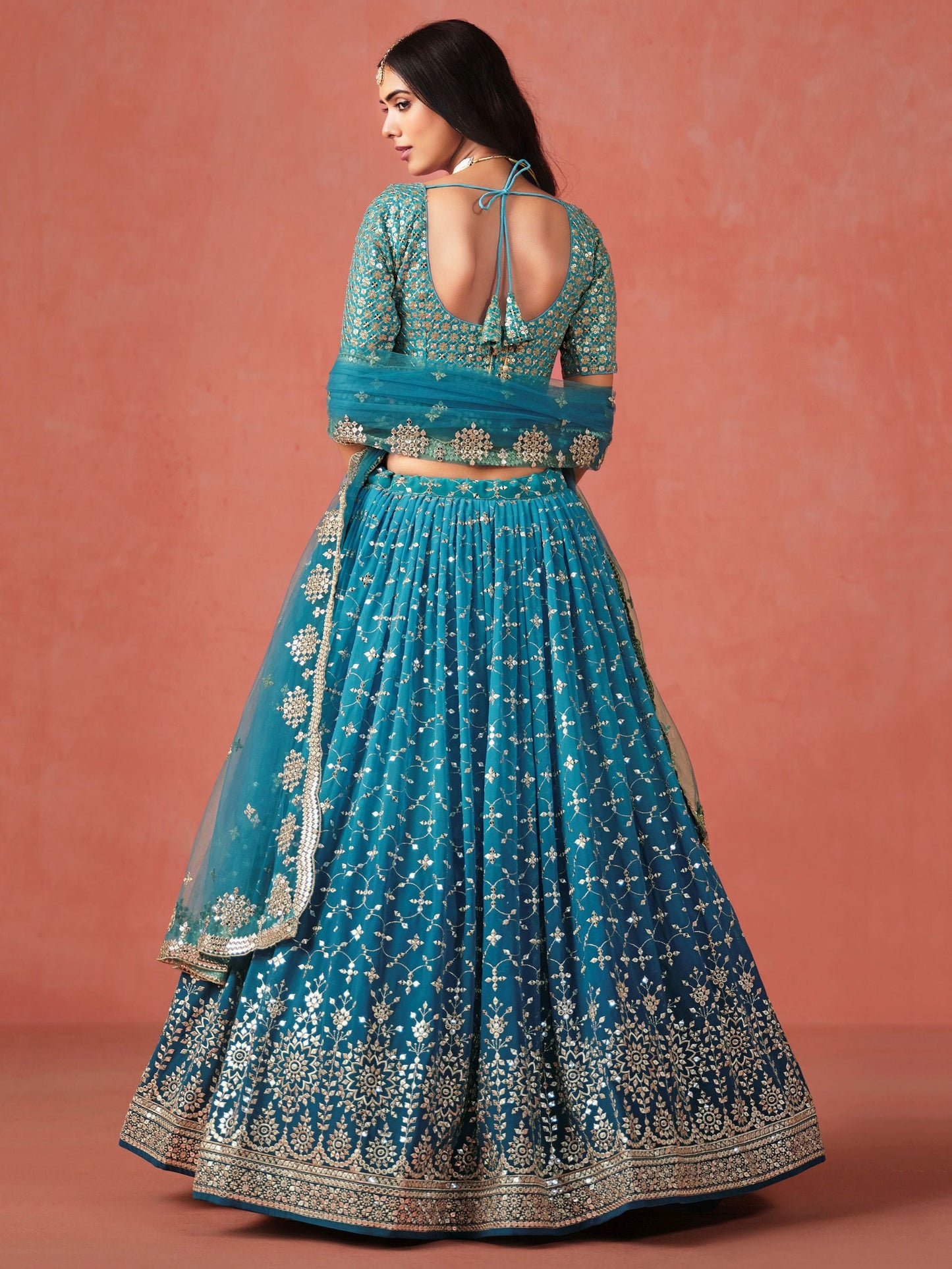 Keerthana Rama Blue Georgette Lehenga Set