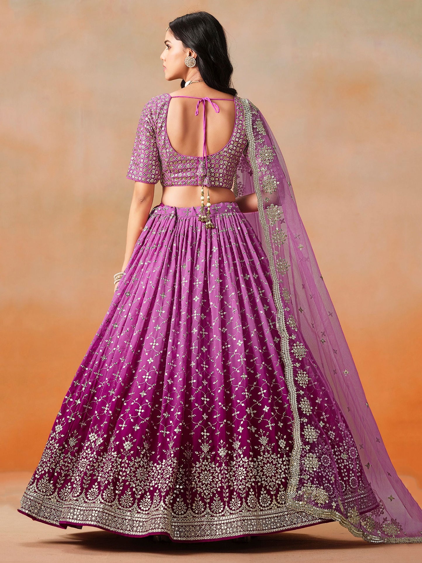 Sowmya Rani Pink Georgette Lehenga Set