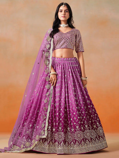 Elegance Georgette Embroidered Lehenga Set ( 11 Colours )