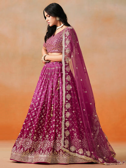 Anvitha Magenta Georgette Lehenga Set